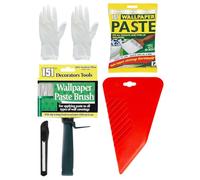 Wallpaper Paste Kit - Set Includes 10 Roll Adhesive Wallpaper Paste Kit Containing Smoother, Hanging Brush,Trimmer and Nitrile Gloves