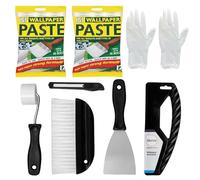 Wallpaper Paste Kit - Set Includes 2x10 Roll Adhesive Wallpaper Paste and Kit Containing Smoother, Roller, Hanging Brush, Scraper, Trimmer and Gloves