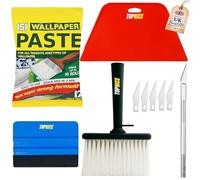 Wallpaper Paste Kit - Strong Adhesive Wallpaper Kit for Easy Hanging and Decorating - 200g (Makes 12 Pints) - Includes Pasting Brush, Smoother, Felt Edge Smoother & Trimmer - For All Wall Types