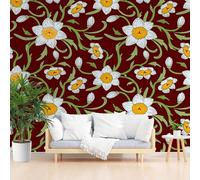 Wallpaper Peel and Stick 400x280cm(W x H) Wall Mural Decals, Plant Daffodil Vine Wall Decor Art Mural Wallpaper Vintage Plants Floral Decoration Poster Picture for Living Room Bedroom