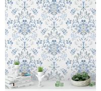Wallpaper Peel and Stick Wallpaper for Home Decoration Kitchen Blue Wild Flower Removable Vinyl Self Adhesive Shelf Paper & Drawer Liner Roll House, Workshop & Office 17.3" x 118" TH8098-3