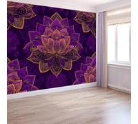 Wallpaper Photo Abstract Floral, Purple Non-Woven Wall Mural Mysterious Gradient Mandala 250 X 175 Cm for Bedroom Living Room Hallway Tv Background Wall Decor - 3D Effect Art Murals
