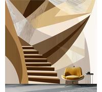 Wallpaper Photo Abstract Geometric Architecture Poster for Living Room Bedroom Decor, Brown Non-Woven Art Wallpaper for Children's Room Hallway Lounge, Giant Mural 200 x 140 cm