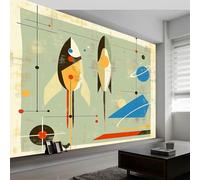 Wallpaper Photo Abstract Space Geometric Lines, 250 x 175 cm Murals Large TV Background Wall Art, Multicolour Mural Decoration for Living Room Bedroom Luxury Art Poster Wall Covering