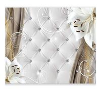 Wallpaper Photo Abstraction 400x280 cm / 158"x110" - Non-Woven Premium Art Print Fleece Wall Mural Decoration Poster Picture Design Modern - White Flowers Abstract Floral Elegant b-A-0233-a-b