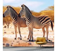 Wallpaper Photo Animals Zebra Photography Style for Living Room Bedroom Decor, Apricot Non-Woven Art Wallpaper for Children's Room Hallway Lounge, Giant Mural 400 x 280 cm