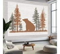 Wallpaper Photo Cartoon Pine Forest Bear 300 x 210 cm Murals Large TV Background Wall Art - Grey Mural Decoration for Living Room Bedroom Luxury Art Poster Wall Covering