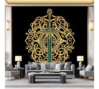 Wallpaper Photo Classic Celtic Style Iron Sword for Living Room Bedroom Decor, Black Non-Woven Art Wallpaper for Children's Room Hallway Lounge, Giant Mural 150 x 105 cm