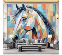 Wallpaper Photo Cubism Style Abstract Animals for Living Room Bedroom Decor, Colorful Non-Woven Art Wallpaper for Children's Room Hallway Lounge, Giant Mural 400 x 280 cm