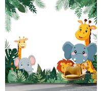 Wallpaper Photo Cute Cartoon Animals Jungle for Living Room Bedroom Decor, Green Non-Woven Art Wallpaper for Children's Room Hallway Lounge, Giant Mural 150 x 105 cm