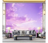 Wallpaper Photo Dream Sky Clouds for Living Room Bedroom Decor, Purple Non-Woven Art Wallpaper for Children's Room Hallway Lounge, Giant Mural 300 x 210 cm