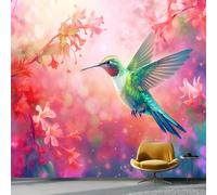Wallpaper Photo Dream Style Flying Birds Floral for Living Room Bedroom Decor, Pink Non-Woven Art Wallpaper for Children's Room Hallway Lounge, Giant Mural 350 x 256 cm