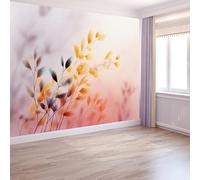 Wallpaper Photo Dreamlike Watercolour Botanical Wildflower 200 x 140 cm Murals Large TV Background Wall Art - Light Pink Mural Decoration for Living Room Bedroom Luxury Art Poster Wall Covering