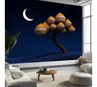 Wallpaper Photo Fantasy Cartoon 3D Striped Honeycomb 350 x 256 cm Murals Large TV Background Wall Art - Dark Blue Mural Decoration for Living Room Bedroom Luxury Art Poster Wall Covering