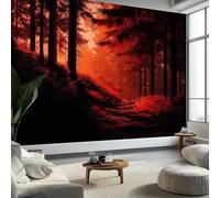 Wallpaper Photo Fantasy Sunset Forest Landscape 400 x 280 cm Murals Large TV Background Wall Art - Dark red Mural Decoration for Living Room Bedroom Luxury Art Poster Wall Covering