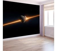 Wallpaper Photo Fantasy Universe Romantic Heart Planet 200 x 140 cm Murals Large TV Background Wall Art - Black Mural Decoration for Living Room Bedroom Luxury Art Poster Wall Covering