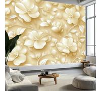 Wallpaper Photo Floral Leaves Murals Wall Art Wallpaper 300x210 cm Non-Woven Photo Wall Mural Living Room Bedroom Luxury Art Decoration, Beige