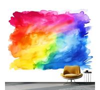 Wallpaper Photo Minimalism Abstract Watercolor Stripes for Living Room Bedroom Decor, Colorful Non-Woven Art Wallpaper for Children's Room Hallway Lounge, Giant Mural 350 x 256 cm