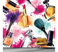 Wallpaper Photo Modern Fashion Cosmetics for Living Room Bedroom Decor, Pink Non-Woven Art Wallpaper for Children's Room Hallway Lounge, Giant Mural 200 x 140 cm