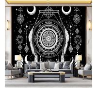 Wallpaper Photo Mystical Style Magic Dreamcatcher for Living Room Bedroom Decor, Black Non-Woven Art Wallpaper for Children's Room Hallway Lounge, Giant Mural 400 x 280 cm