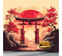 Wallpaper Photo Oriental Japanese Landscape Torii for Living Room Bedroom Decor, Red Non-Woven Art Wallpaper for Children's Room Hallway Lounge, Giant Mural 250 x 175 cm