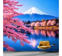Wallpaper Photo Romantic Mount Fuji Photography for Living Room Bedroom Decor, Blue Non-Woven Art Wallpaper for Children's Room Hallway Lounge, Giant Mural 300 x 210 cm
