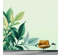 Wallpaper Photo Simple Plants Leaf Close-Up for Living Room Bedroom Decor, Green Non-Woven Art Wallpaper for Children's Room Hallway Lounge, Giant Mural 150 x 105 cm