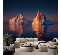 Wallpaper Photo Sunset Ocean Floating Iceberg 300 x 210 cm Murals Large TV Background Wall Art - Light Yellow Mural Decoration for Living Room Bedroom Luxury Art Poster Wall Covering