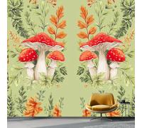 Wallpaper Photo Surreal Forest Leaves Mushrooms for Living Room Bedroom Decor, Green Non-Woven Art Wallpaper for Children's Room Hallway Lounge, Giant Mural 200 x 140 cm