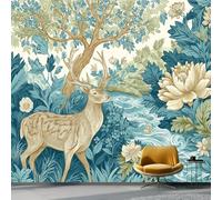 Wallpaper Photo William Morris Animals Forest for Living Room Bedroom Decor, Green Non-Woven Art Wallpaper for Children's Room Hallway Lounge, Giant Mural 200 x 140 cm