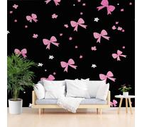 Wallpaper Plants Floral Bow Black Wall Mural Non-Woven 365x254cm(W x H) Mural Wallpaper for Living Room Bedroom - Fantasy Flowers Bow Photo Wallpapers & Home Decor