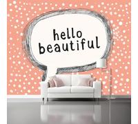 Wallpaper - Polka Dots Cute English Letters 150 x 105 cm（WxH - Non-Woven Premium Art Print Wall Mural Decoration Poster Picture Decoration Modern for Living Room Kids Bedroom Pink