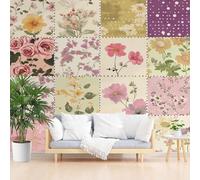 Wallpaper Rectangular Geometric Grid Non-Woven Mural Wallpaper Wall Art Home Decor 365x254cm(W x H) Photo Wall Mural for Living Room Bedroom Children’s Room Decoration Watercolor Plant Floral