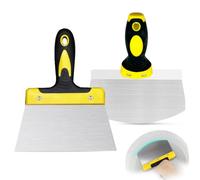 Wallpaper Scraper, 2 Pcs Putty Knife 8'' Paint Scrapper and Bucket Trowel Stainless Steel Plastering Spatula Flexible Filling Knife Wall Scraper for Holes Cracks & Walls