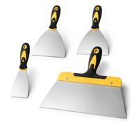 Wallpaper Scraper Set 4-Piece - Stainless Steel Paint Scraper Tools | 2,4,6,8 Inch Filling Knife with Ergonomic Handle for Wall, Plaster, Putty & DIY - for Home & Professional Use