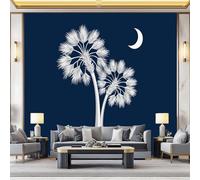 Wallpaper Simplicity Palm Trees Moon Mural & Home Decor 200 x 140 cm Wall Art Large Tapestry Mural Decor Photograph Bedroom Living Room Decoration Navy Blue