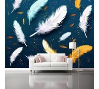 Wallpaper Simplicity Theme 137.8" x 100.8" - 3D Feather Pattern Panoramic Mural Art Print Decor Wallpaper, 3D Non-Woven Wall Murals for Living Room Bedroom Restaurant Hallway Home Decoration