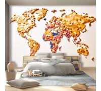 Wallpaper Simplicity Theme 200 x 140 cm - World Map Pattern Panoramic Mural Art Print Decor Wallpaper, 3D Non-Woven Wall Murals for Living Room Bedroom Restaurant Hallway Home Decoration