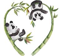 Wallpaper Stickers for Bedroom Panda Loves Flowers Playing Bedroom Living Room Porch Home Wall Decoration Wall Sticker Wall Decal for Living Room (As Shown, One Size)