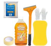 Wallpaper Stripper Set - Bundle with Heavy Duty Wallpaper Remover, Wallpaper Stripper, Large Sponge, Dust Sheet, Masking Tape and Gloves - Suitable for All Types of Wallpaper Removal