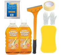 Wallpaper Stripper Set - Bundle with Wallpaper Stripper x2, Heavy Duty Wallpaper Remover, Large Sponge, Dust Sheet, Masking Tape and Gloves - Suitable for All Types of Wallpaper Removal