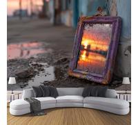 Wallpaper Sunset At The Abandoned Warehouse Family Wall Mural Silk Cloth Art Design Desert Landscape Photo Wallpaper for Living Room Bedroom Backdrop Wall Decor Poster Picture 250x175cm, Earth Color