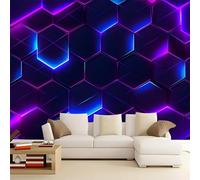 Wallpaper Technology Lighting Geometry Print Non-Woven Wall Mural Decoration Poster Picture Design Modern Dark Blue 3D Printed Wallpaper Mural for Home Bedroom Living Room 137.8" x 100.79"