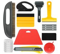 Wallpaper Tools Kit for Vinyl Wrap & Adhesive Film - 8-Piece Application Set with Seam Roller, Trimming Tool, Scraper, Brush, Dual Squeegee & Tape Measure