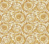 Wallpaper Versace Home Wreath Ornament white yellow gloss 366925 (10,66£/1qm)