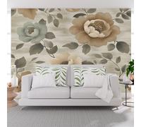 Wallpaper Vintage Plant Hibiscus Leaves Non-Woven Mural Wallpaper Wall Art Home Decor 365x254cm(W x H) Photo Wall Mural for Living Room Bedroom Children’s Room Decoration Nature Plants Floral