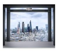 Wallpaper - Wall Mural 300x210 cm Non-Woven Premium Art Print Fleece Wall Mural Decoration Poster Picture Design Modern City London Panorama d-B-0033-a-a