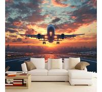 Wallpaper - Wall Mural Airplane 365 x 254 cm Photo Wallpaper Airliner Non-Woven Premium Art Print Wall Mural Decoration for Living Room, Bathroom, Bedroom
