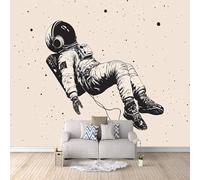 Wallpaper - Wall Mural Astronaut 100 x 70 cm / 39.3" x 27.5" - Non-Woven Premium Art Print Fleece Wall Mural Decoration Poster Picture Design Modern - Cartoon Black and White Astronaut C-B-0403-1A