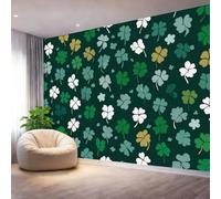 Wallpaper Wall Mural Black Prints,Pattern Clover Colorful Leaves Photo Wallpaper Non-Woven Wall Mural Poster - for Living Room Bedroom Corridor Tv Background Decor Murals 250 x 175 cm（WxH
